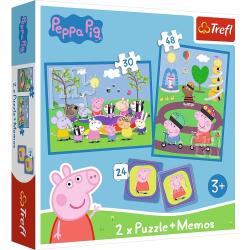 Trefl Trefl Puzzle 2v1 + pexeso - Šťastné chvíle s prasiatkom Peppa / Peppa Pig
