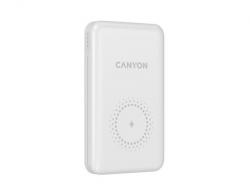 Canyon PB-1001 Li-pol 10000mAh biely USB-C + Lightning - bezdrôtové nabíjanie