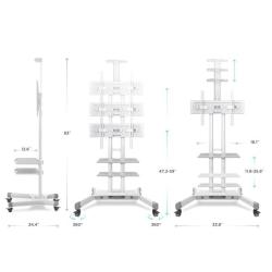 Onkron TS1552 výškovo nastaviteľný mobilný stojan pre TV 40"-70" s policami, biely, VESA 600x400  + doručenie zadarmo 