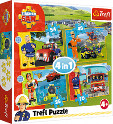 Trefl Trefl Puzzle 4v1 - Odvážny Požiarnik Sam / Prism A&D Fireman Sam