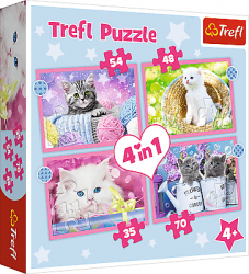 Trefl Trefl Puzzle 4v1 - Zábavné mačky