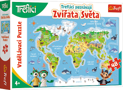 Trefl Trefl Vzdelávacie puzzle 48 dielikov - Treflíci spoznávajú zvieratá sveta CZ / Trefl
