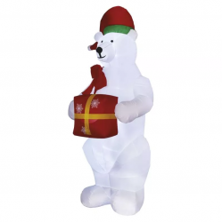 Emos LED ľadový medveď s vianočným darčekom nafukovací,240cm, vonk./vnút., studená biela
