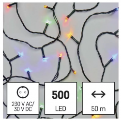 Emos LED vianočná reťaz 50m multicolor, časovač