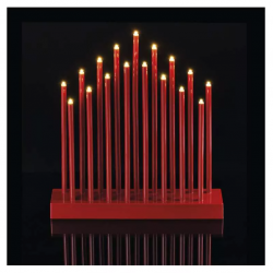 Emos LED svietnik červený, 28.5cm, 3xAA, vnútorný, teplá biela, časovač