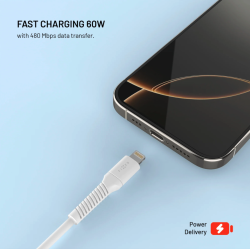 FIXED kábel Lightning 1.2m biely