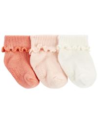 CARTER'S Ponožky Pink Ribbed dievča LBB 3 ks 0-3m