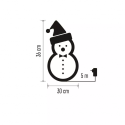 Emos LED vianočný snehuliak s klobúkom 36cm, vonkajší aj vnútorný, studená biela, časovač