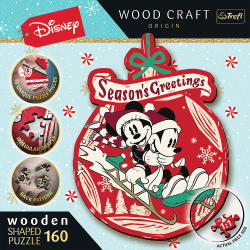 Trefl Trefl Drevené puzzle 160 dielikov - Vianočné dobrodružstvo Mickeyho a Minnie / Disney