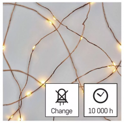 Emos Vianočná reťaz Nano 20 LED 1.9m, 2xAA, časovač,  teplá biela