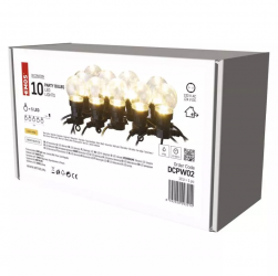 Emos LED svetelná reťaz – 10x párty žiarovky číre 5m vonkajšia aj vnútorná, teplá biela