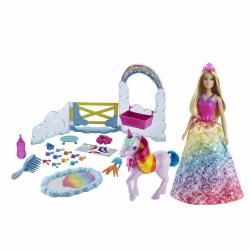 Mattel Mattel Barbie Princezná a dúhový jednorožec herný set GTG01