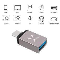 FIXED Link redukcia USB-A na USB-C sivá