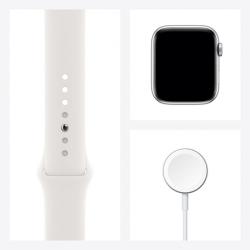Apple Watch Series 6 GPS, 44mm Silver Aluminium Case with White Sport Band