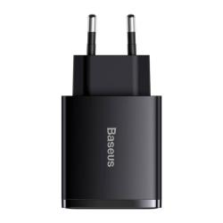 Baseus Compact Quick Charger 30W čierny USB-C+2xUSB