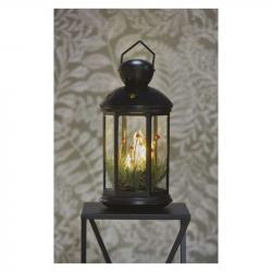 Emos LED dekorácia – vianočný lampáš so sviečkami čierny 35.5cm, 3x C, vnútorný, vintage