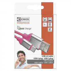 Emos Kábel USB-C 1m ružový