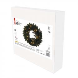 Emos LED vianočný veniec 40cm, 2xAA, vnútorný, teplá biela, časovač