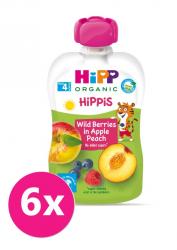 6x HiPP HiPPiS BIO 100% ovocia Jablko-Broskyňa-Lesné ovocie 100 g