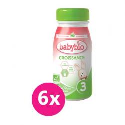 6x BABYBIO Croissance 3 tekuté dojčenské bio mlieko 0,25 l
