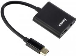 Hama USB-C audio adaptér s napájaním aktívny; redukcia USB-C - jack 3.5mm