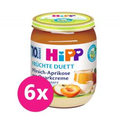 6x HiPP BIO Ovocný duet Broskyňa -Marhuľa s tvarohovým krémom 160g, od 10. mesiaca