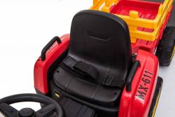 BENEO Elektrický Traktor WORKERS s vlečkou, červený, diaľkový ovládač