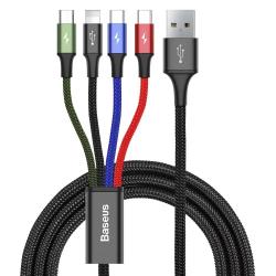 Baseus 4v1 USB kábel microUSB/2*UCB-C/Lightning 1.2m čierny