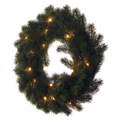 Emos LED vianočný veniec 40cm, 2xAA, vnútorný, teplá biela, časovač