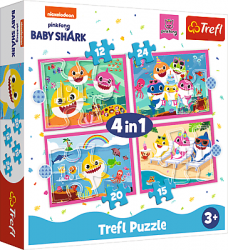 Trefl Trefl Puzzle 4v1 - Žraločia rodina / Viacom Baby Shark