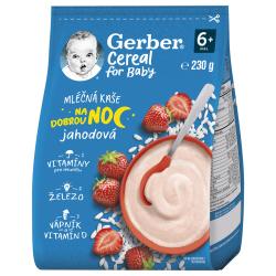 GERBER Kaša mliečna cereal jahodová Dobrú noc 230 g