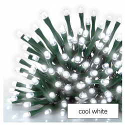 Emos LED vianočná reťaz 8m zelený drôt, časovač, studená biela