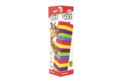 Teddies Hra veža drevená 60ks farebných dielikov spoločenská hra hlavolam v krabičke 7,5x27,5x7,5cm