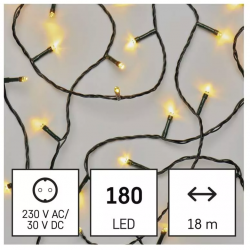 Emos LED vianočná reťaz 18m teplá biela, časovač