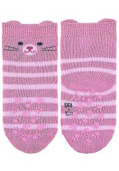 STERNTALER Ponožky protišmykové Mačička ABS 2ks 3D ušká light grey dievča veľ. 21/22 cm- 18-24 m