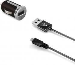 Celly Set CELLY autonabíjačky s USB konektorom a microUSB kábla, 2.4 A, čierna
