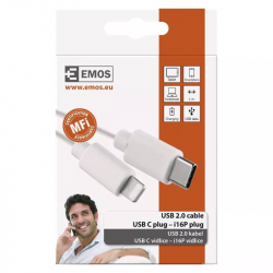 Emos Kábel USB-C / Lightning MFi 1m biely