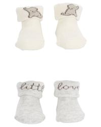 CARTER'S Ponožky White-Grey Elephant neutrál LBB 2 ks, NB/ veľ. 56