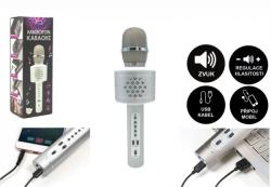 Teddies Mikrofón karaoke Bluetooth strieborný na batérie s USB káblom v krabici 10x28x8,5cm