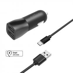FIXED Autonabíjačka USB-C 15W Smart Rapid Charge, čierna