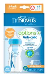 DR.BROWN'S Fľaša antikolik Options+ široké hrdlo 270 ml plast, modrá