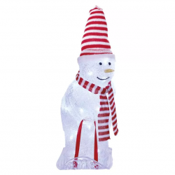 Emos LED vianočný snehuliak s čiapkou a šálom 46cm, vonkaj. aj vnútor., studená biela, časovač