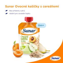 3x SUNAR Kapsička Ovocná kašička hruška, marhul'a, ovsené vločky 120 g